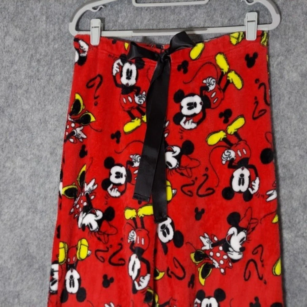 Disney Women Pajama Pants M Minnie Mickey Mouse Magic Fleece Drawstring Wide Leg - Picture 10 of 16